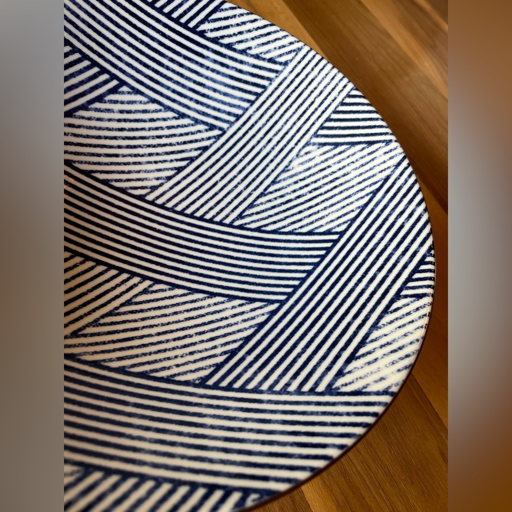 Japanese Blue and White Striped Bowl